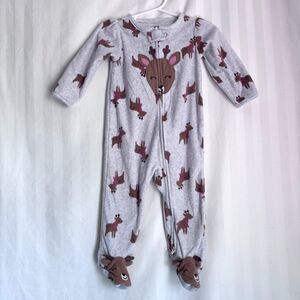 Carter’s Baby Girl Double Zip Sleeper 6-9M Reindeer Pajamas Like New